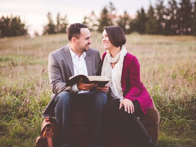 Couple studying the bible together