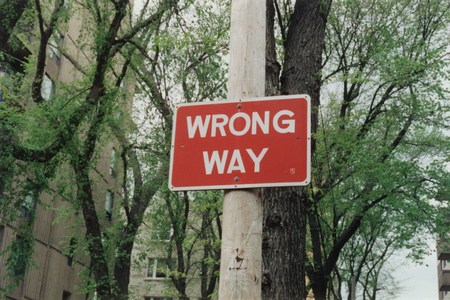 Wrong way street sign