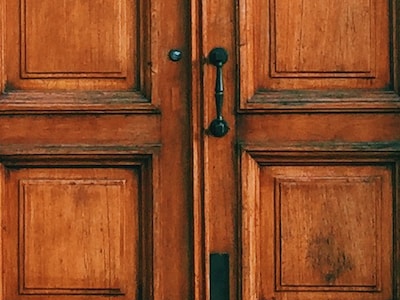 Locked door with aged patina