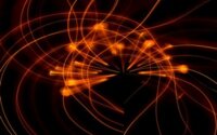 Fireworks of light steraming and forming the shape of a heart.