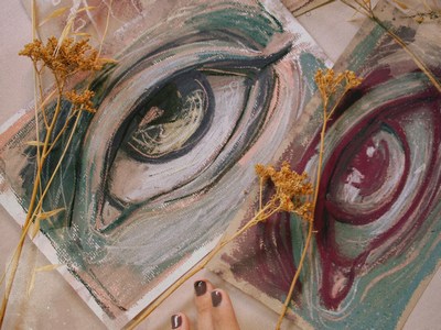 Two eyes drawn by an artist